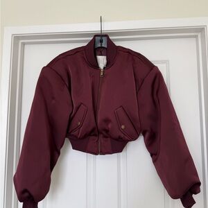 Elegant Maroon Bomber Jacket for Women